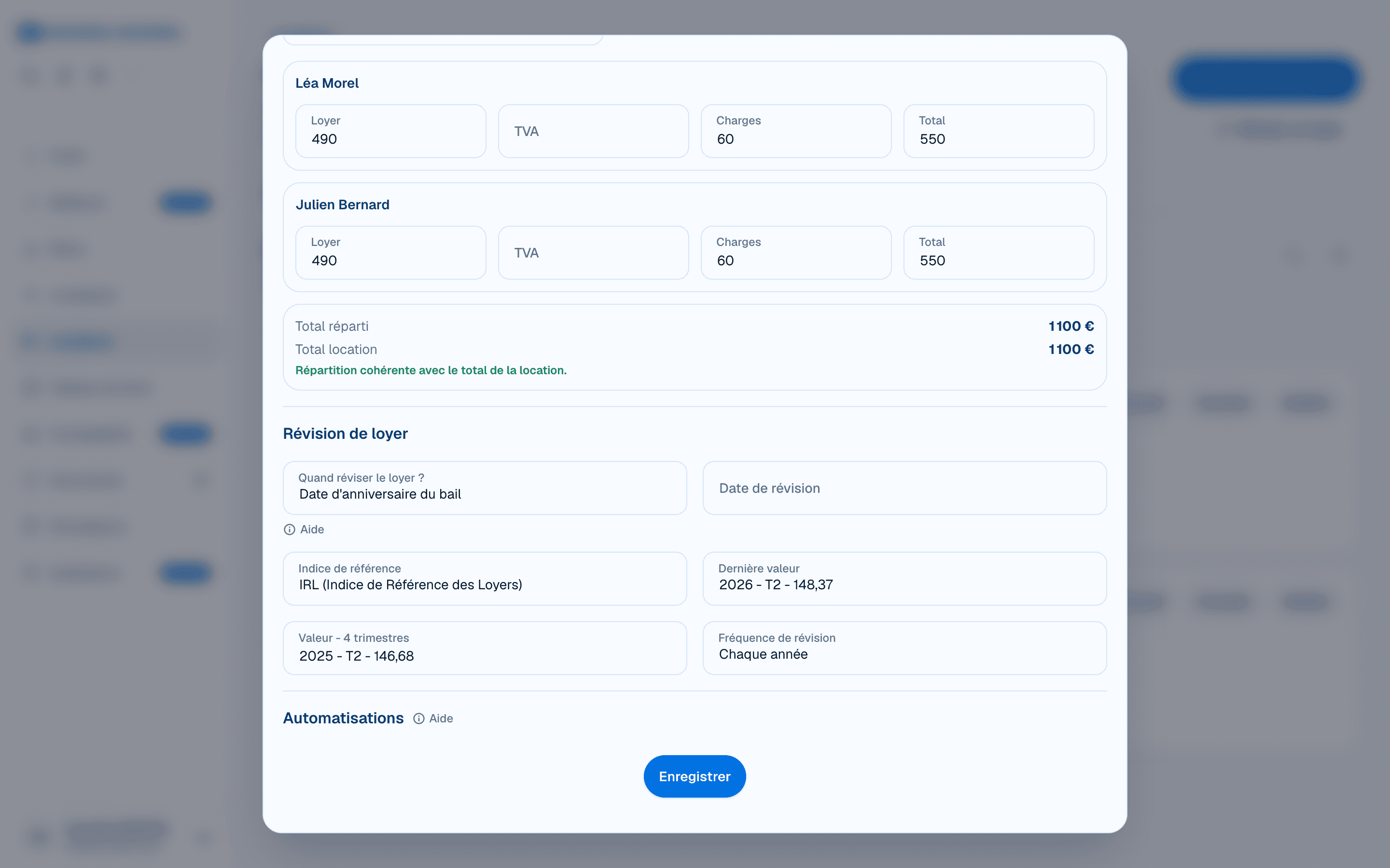 Configurer la révision du loyer d’une location dans DOORA DOORA