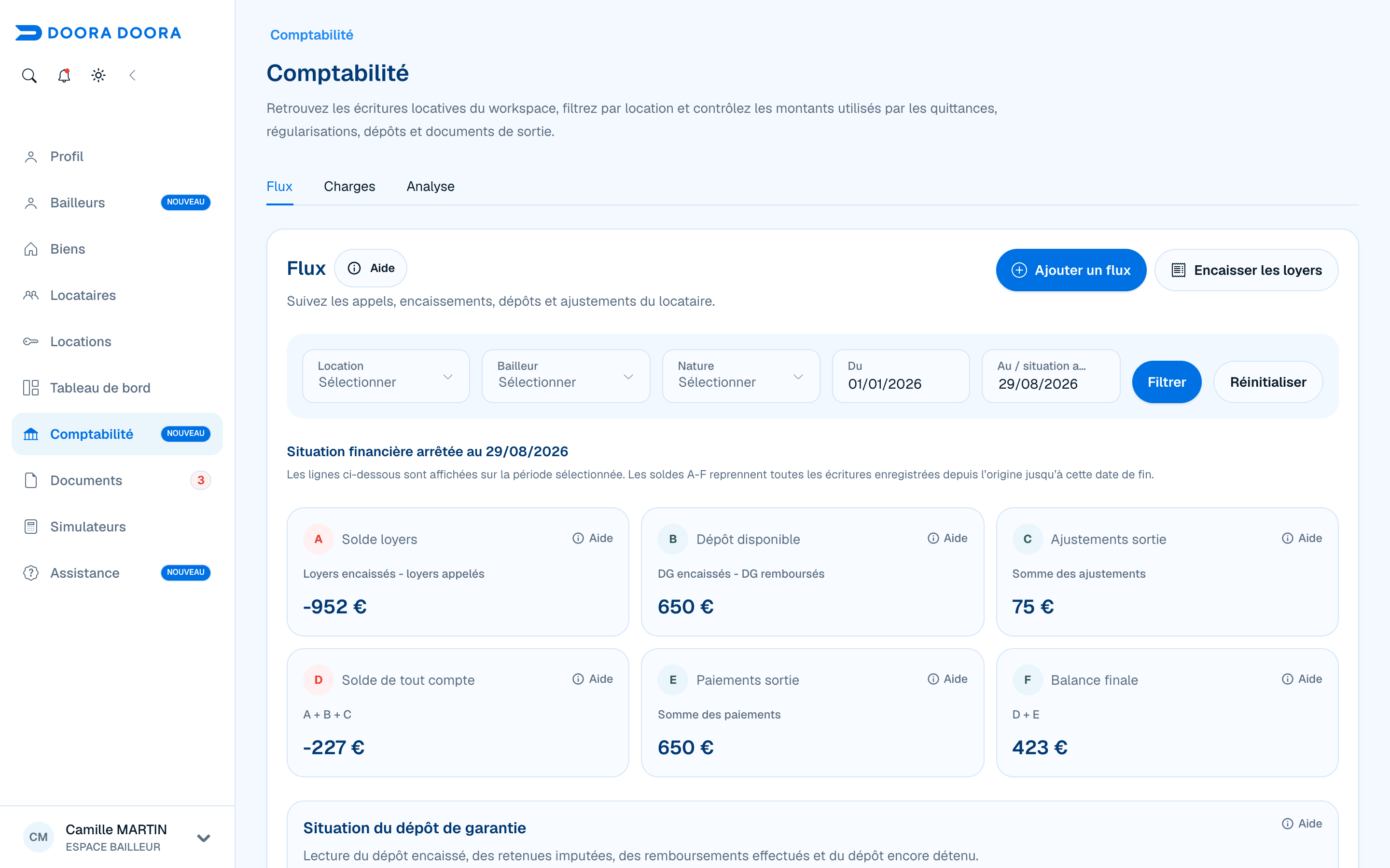 Vue d’ensemble des flux comptables dans DOORA DOORA