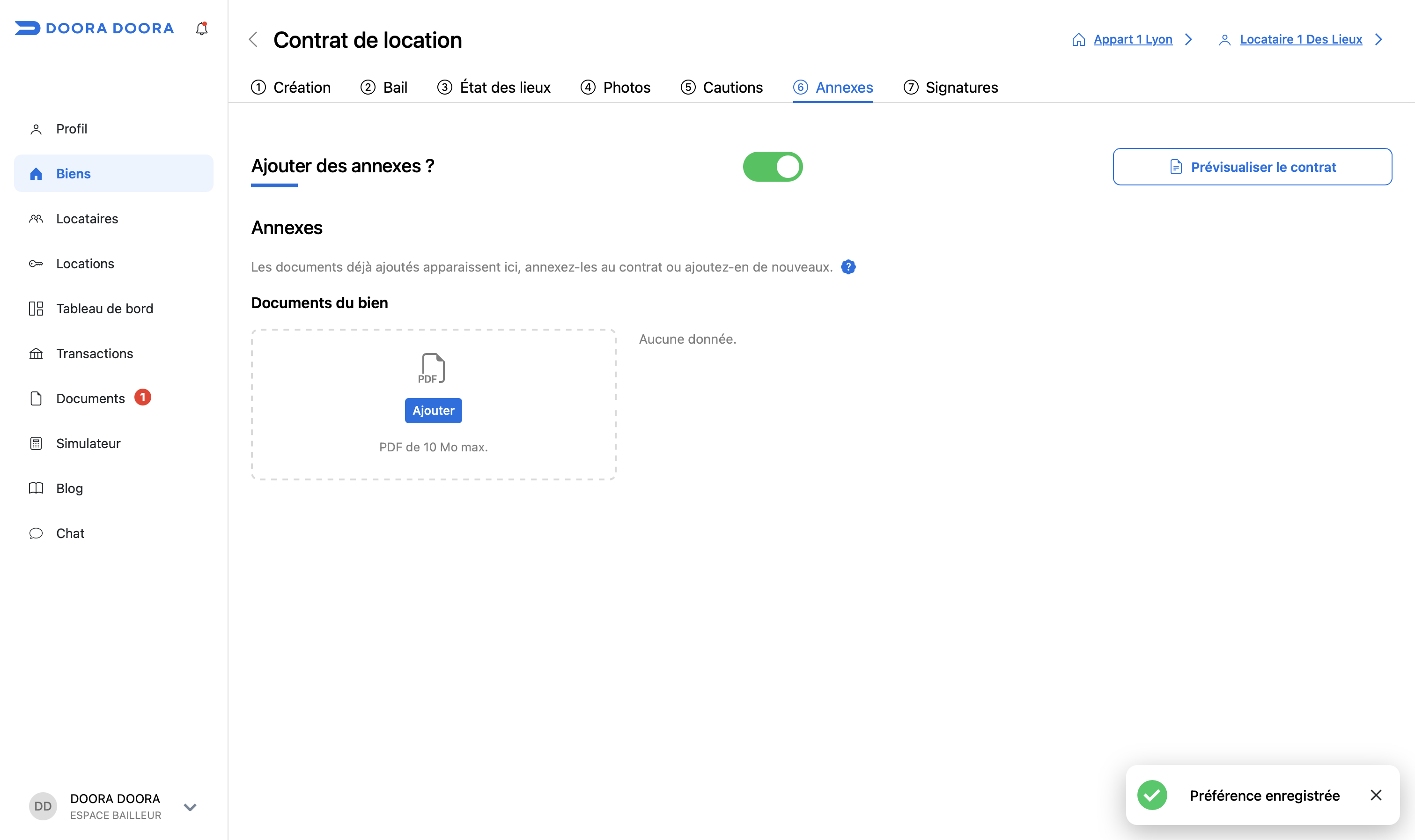 annexes contrat de location DOORA DOORA
