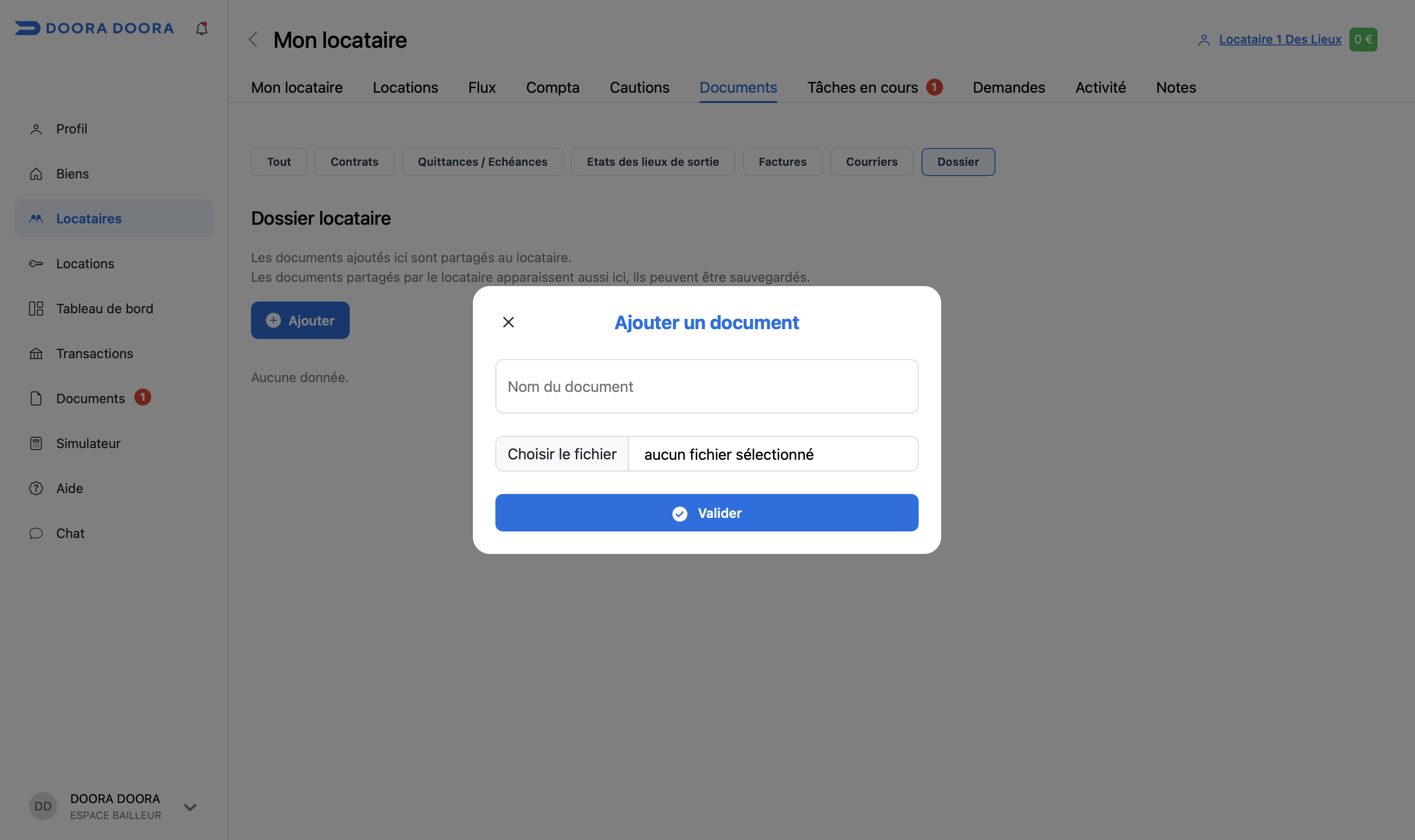 partager document espace locataire DOORA DOORA