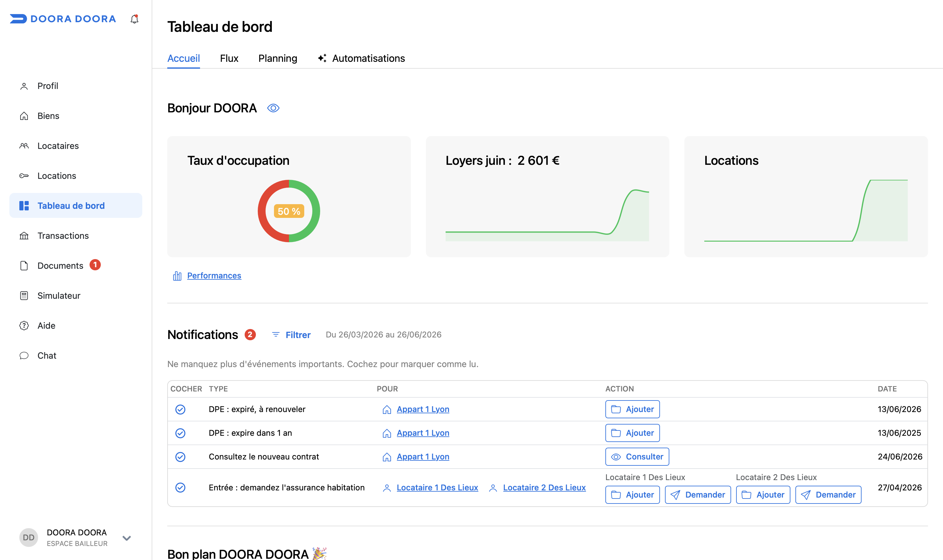 automatisations notifications DOORA DOORA