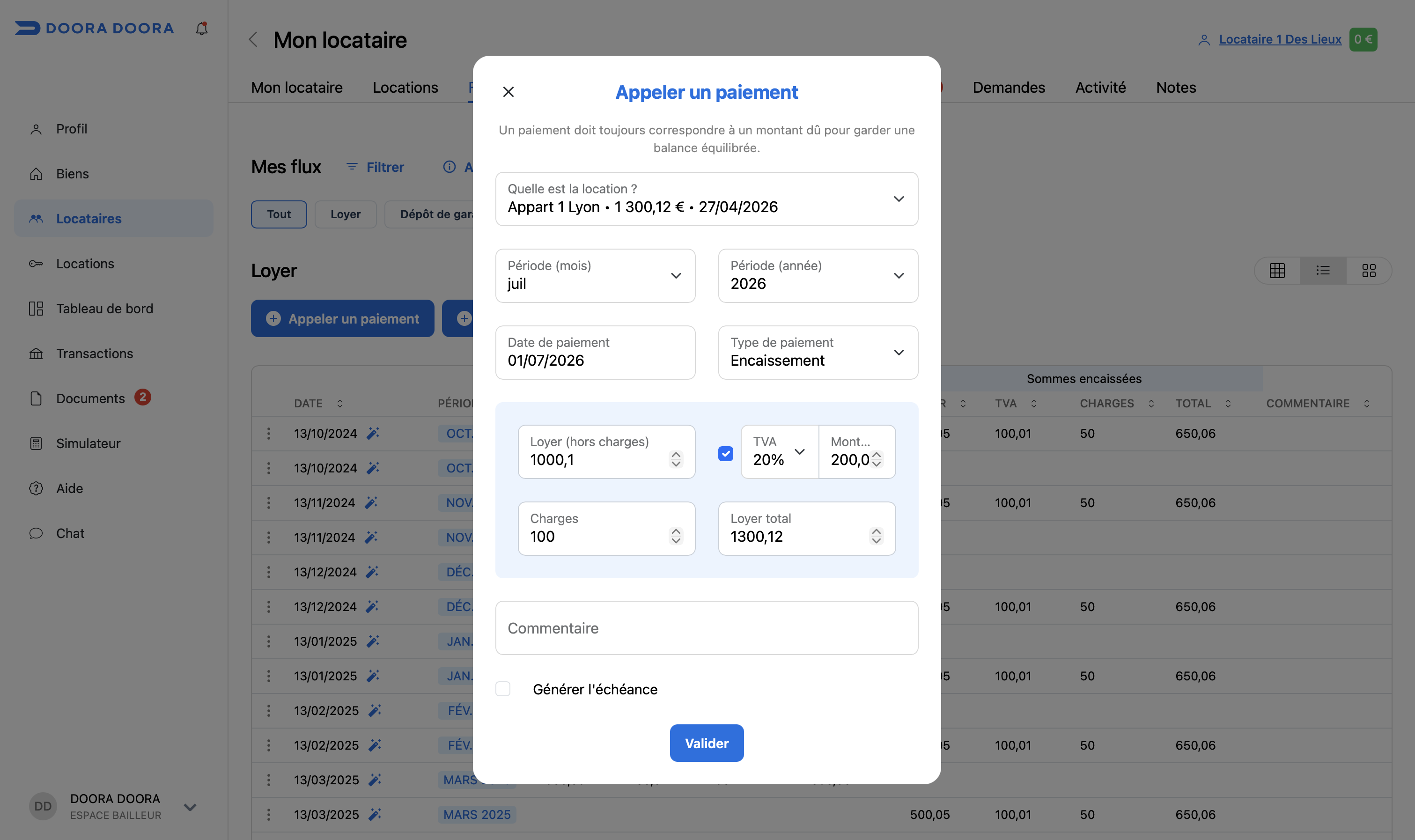 appeler un paiement DOORA DOORA